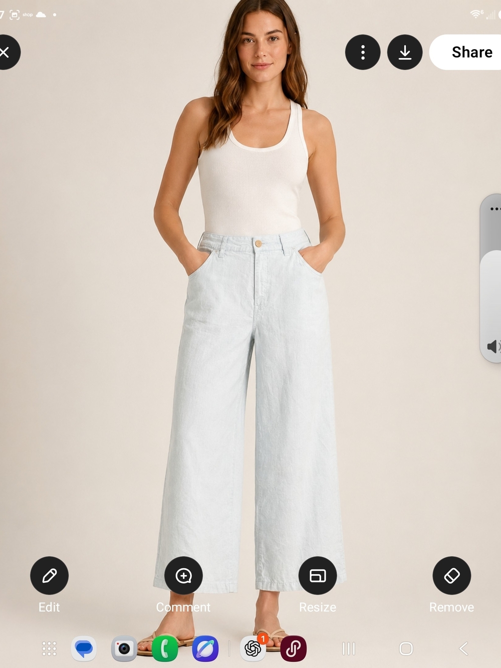 J. Crew Pale Blue Wide-Leg Linen-Blend Pants